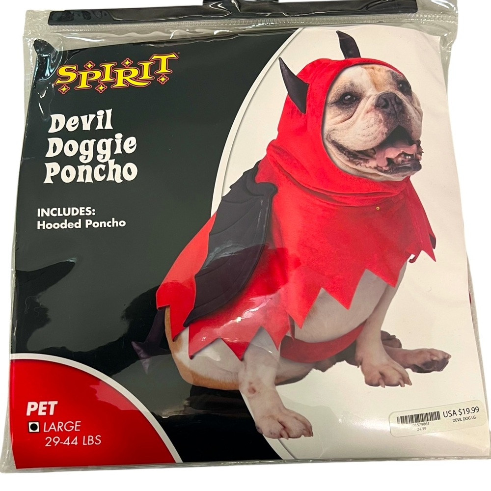Spirite Halloween Devil Doggie Poncho Costume Size Large